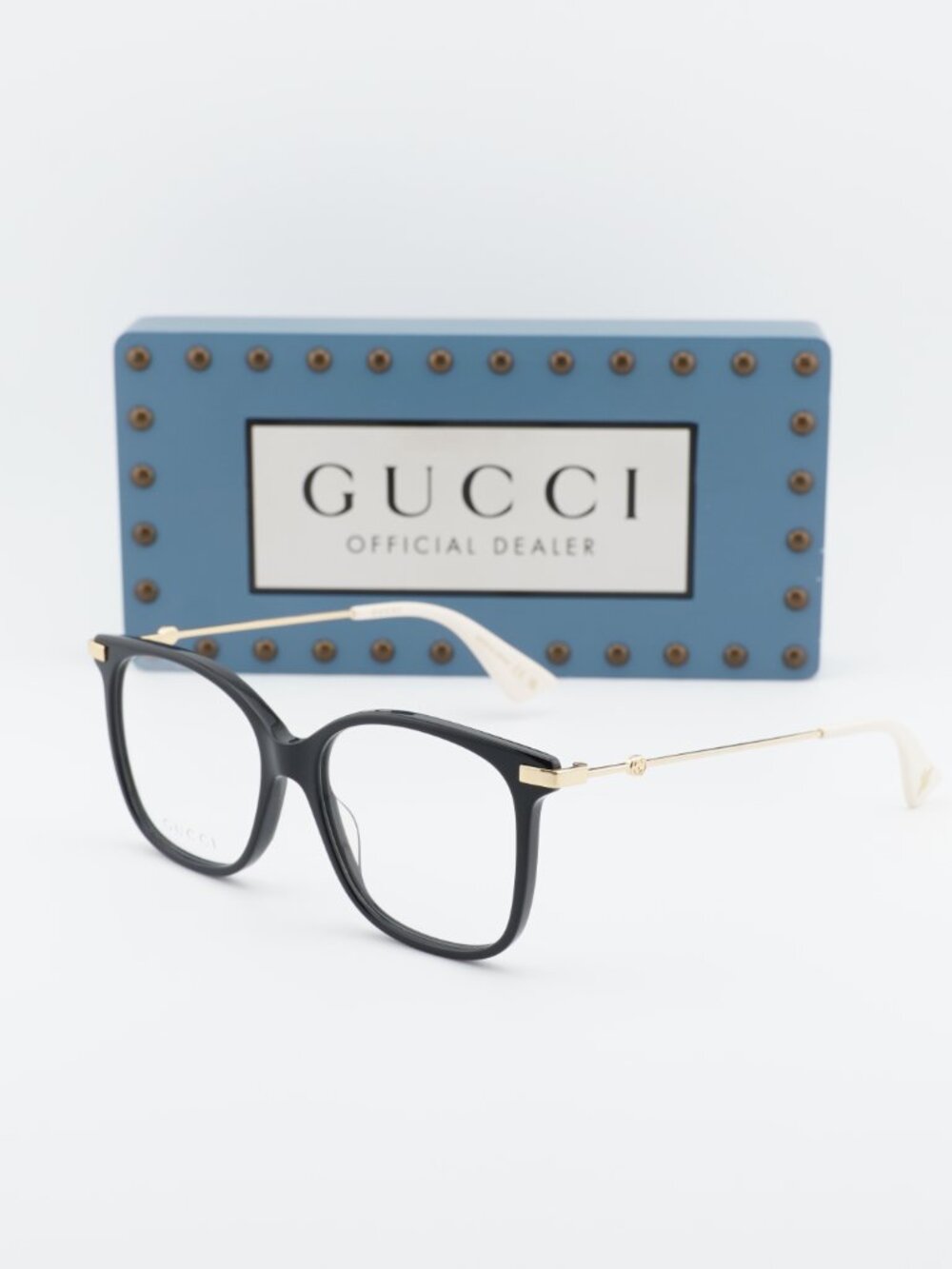 Gucci GG0512O 001 Square Eyeglasses - Black / Gold 52mm